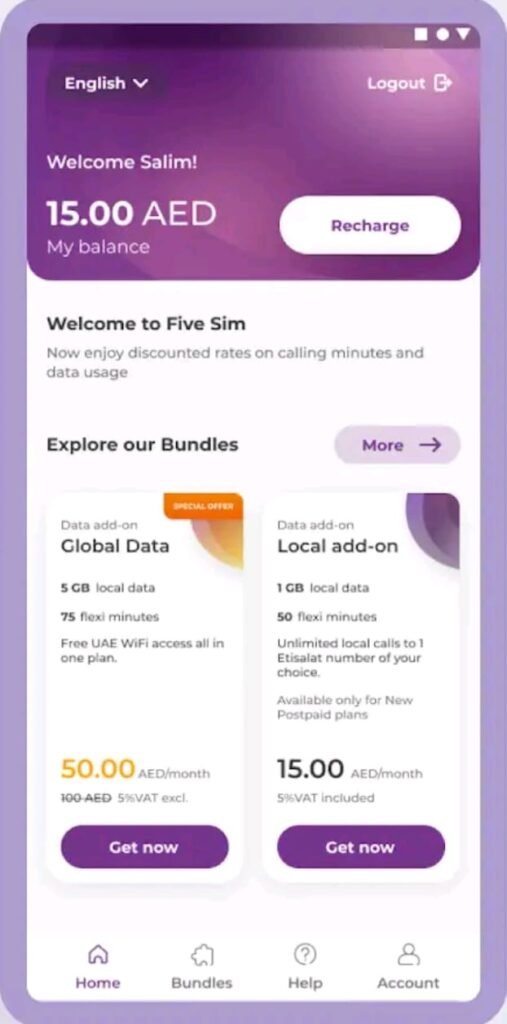 Check balance With Five SIM APP